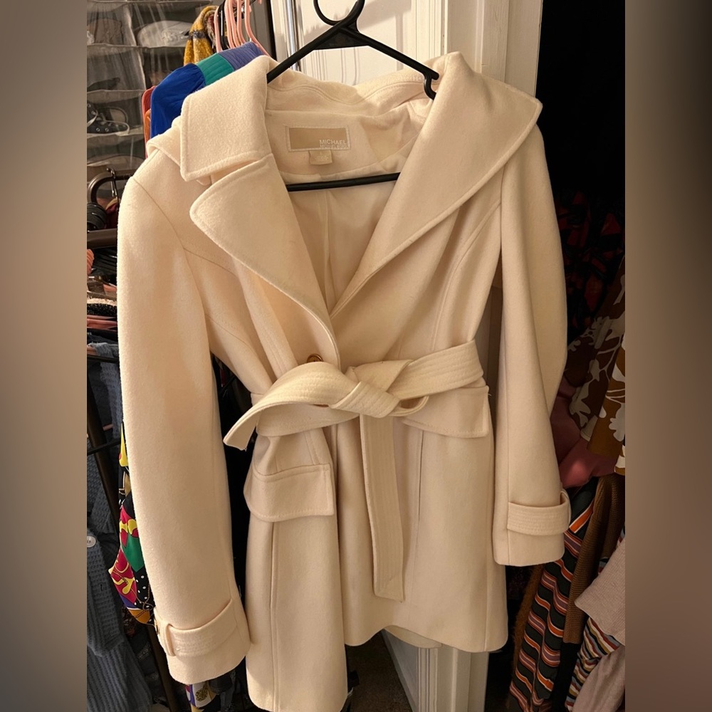 Michael Kors White Medium Hooded Coat